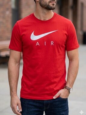 Nike Red Short-Sleeve AIR Logo Tee